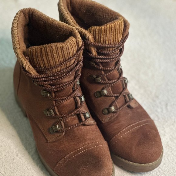 Tan Lace-Up Heeled Boots - Picture 1 of 4